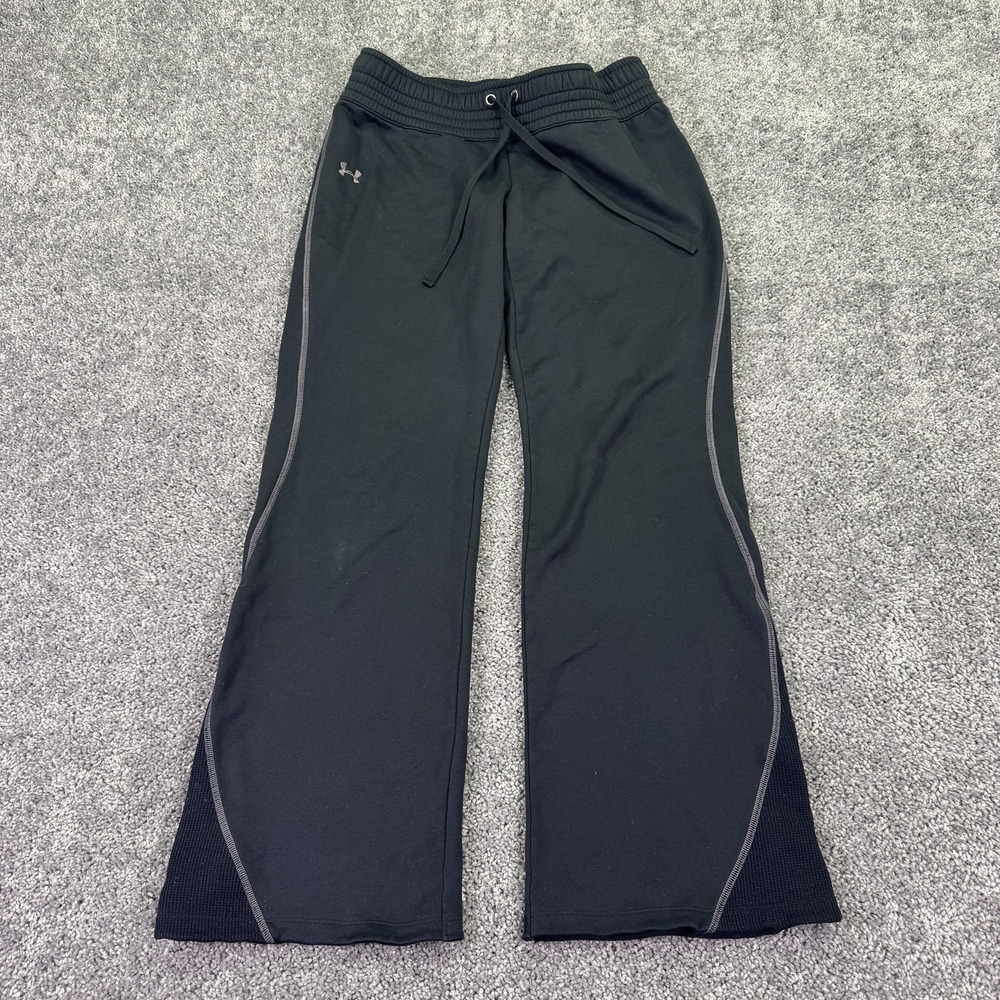 Under Armour Track Pants Womens Large Black ColdGear Fleece Elastic Waist Pocket